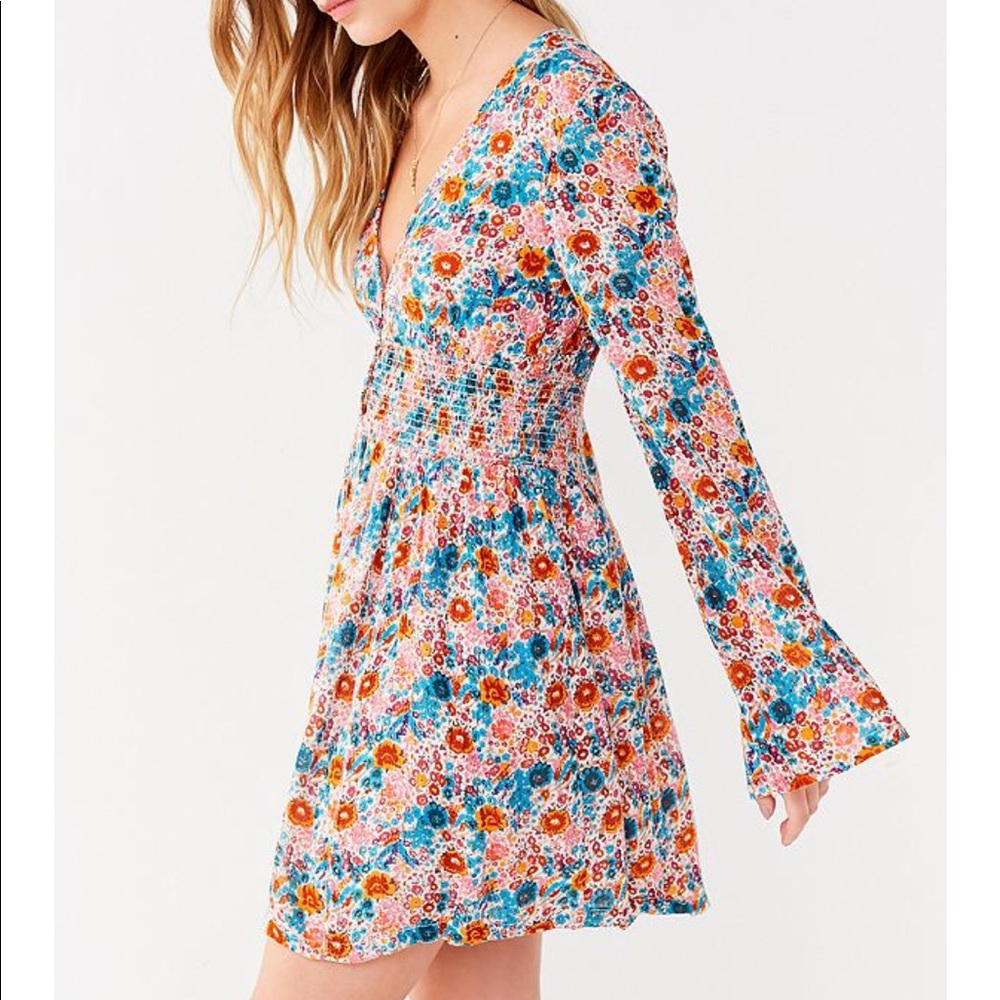Urban Outfitters Elise Smocked-Waist Mini Dress - Picture 3 of 6